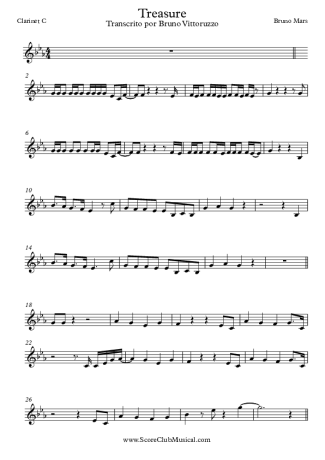 Bruno Mars Treasure score for Clarinet (C)