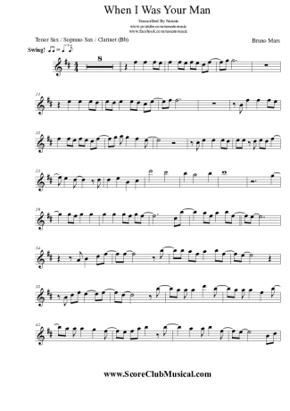 Bruno Mars  score for Tenor Saxophone Soprano (Bb)
