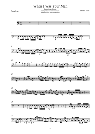 Bruno Mars When I Was Your Man score for Trombone