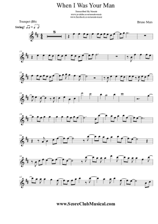 Bruno Mars When I Was Your Man score for Trumpet