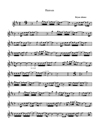 Bryan Adams Heaven score for Clarinet (Bb)