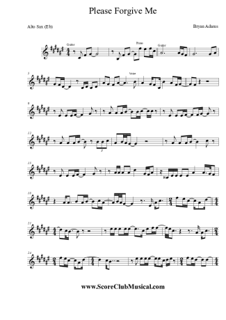 Bryan Adams  score for Alto Saxophone