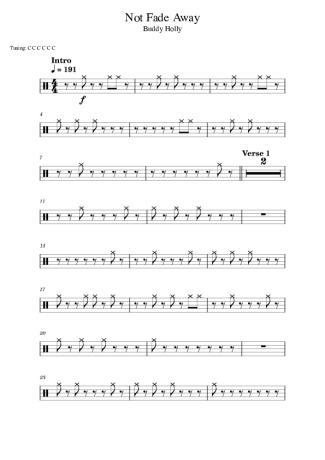 Buddy Holly Not Fade Away score for Drums