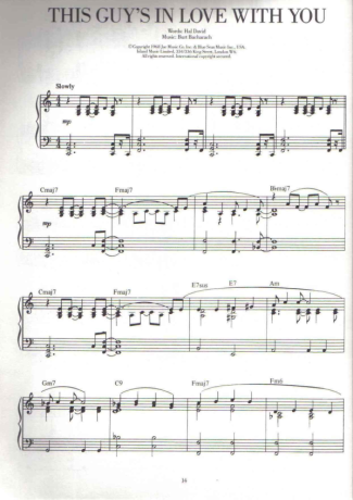 Burt Barcharach  score for Piano