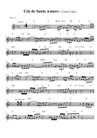 Caetano Veloso Céu de Santo Amaro score for Tenor Saxophone Soprano (Bb)