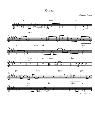 Caetano Veloso Queixa score for Clarinet (Bb)