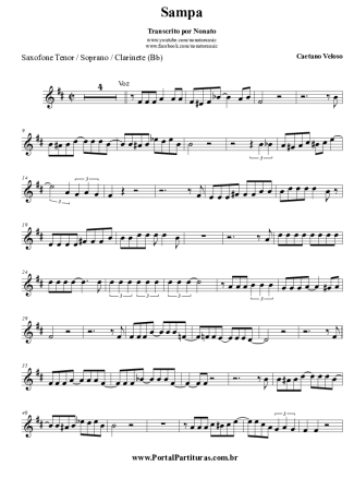 Caetano Veloso Sampa score for Tenor Saxophone Soprano (Bb)