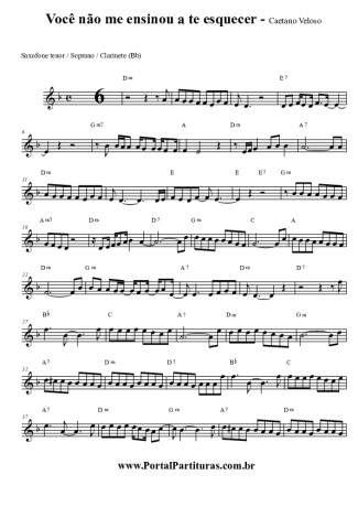 Caetano Veloso Você Não Me Ensinou a Te Esquecer score for Tenor Saxophone Soprano (Bb)
