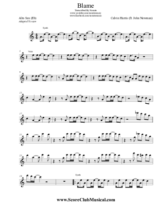 Calvin Harris Blame (ft. John Newman) score for Alto Saxophone