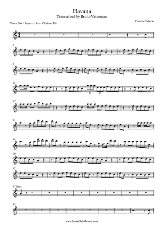 Camila Cabello  score for Tenor Saxophone Soprano (Bb)