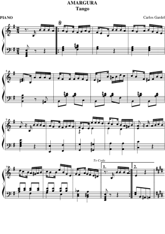 Carlos Gardel  score for Piano