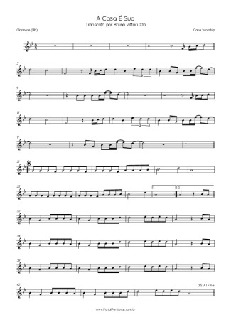Casa Worship A Casa É Sua score for Clarinet (Bb)