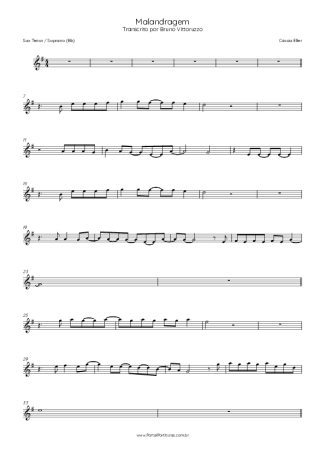 Cássia Eller  score for Tenor Saxophone Soprano (Bb)