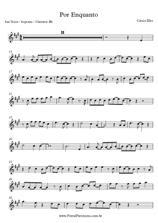 Cássia Eller Por Enquanto score for Tenor Saxophone Soprano (Bb)