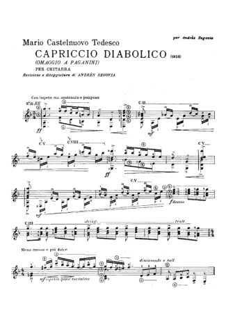 Castelnuovo-Tedesco Capriccio Diabolico score for Acoustic Guitar