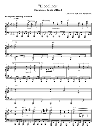 Castlevania Bloodlines score for Piano
