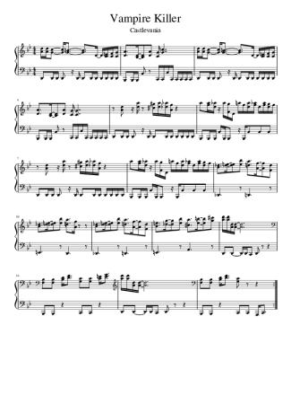 Castlevania Vampire Killer score for Piano