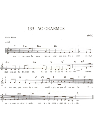 Catholic Church Music (Músicas Católicas) Ao Orarmos score for Keyboard