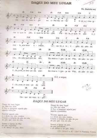 Catholic Church Music (Músicas Católicas) Daqui do Meu Lugar score for Keyboard