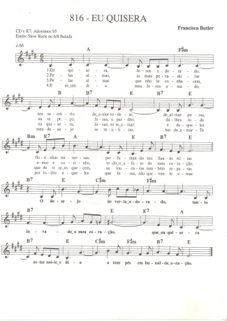 Catholic Church Music (Músicas Católicas) Eu Quisera score for Keyboard