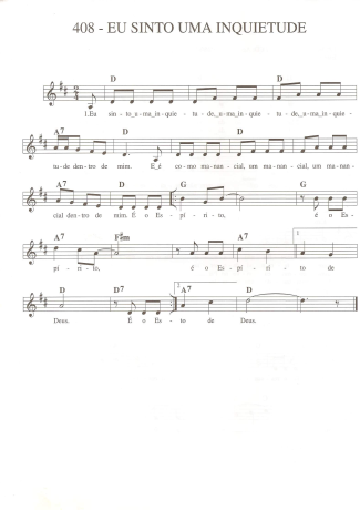 Catholic Church Music (Músicas Católicas) Eu Sinto Uma Inquietudo score for Keyboard