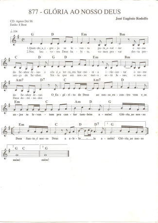 Catholic Church Music (Músicas Católicas) Glória ao Nosso Deus score for Keyboard