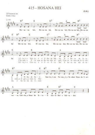 Catholic Church Music (Músicas Católicas) Hosana Hei score for Keyboard