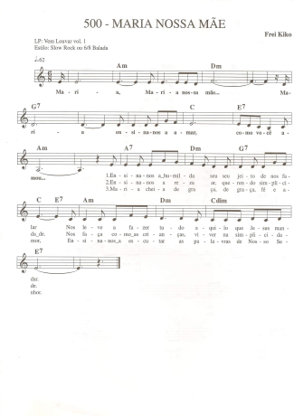 Catholic Church Music (Músicas Católicas) Maria Nossa Mãe score for Keyboard