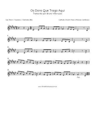 Catholic Church Music (Músicas Católicas) Os Dons Que Trago Aqui score for Clarinet (Bb)