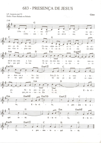 Catholic Church Music (Músicas Católicas) Presença de Jesus score for Keyboard