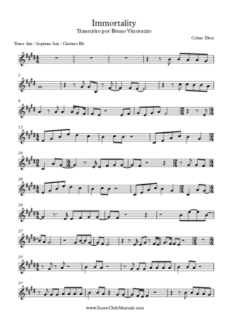 Céline Dion  score for Tenor Saxophone Soprano (Bb)