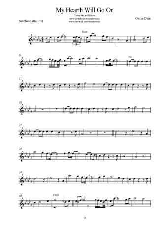 Céline Dion  score for Alto Saxophone