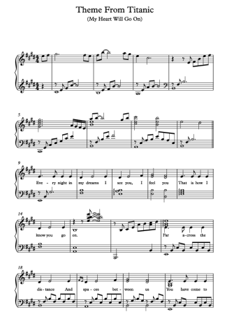 Celine Dion Titanic score for Piano