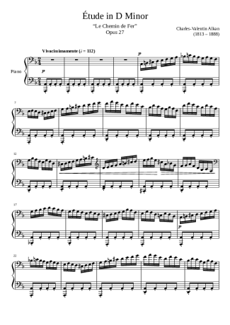 Charles Valentin Alkan Etude Opus 27 In D Minor Le Chemin De Fer score for Piano
