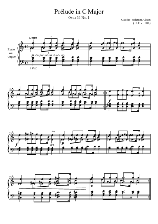 Charles Valentin Alkan Prelude Opus 31 No. 1 In C Major score for Piano