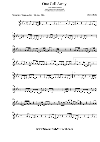 Charlie Puth  score for Tenor Saxophone Soprano (Bb)