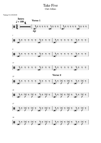 Chet Atkins Take Five score for Drums