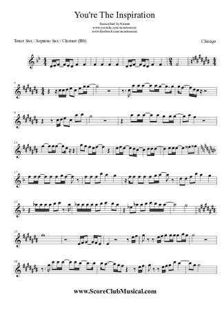 Chicago You´re The Inspiration score for Clarinet (Bb)