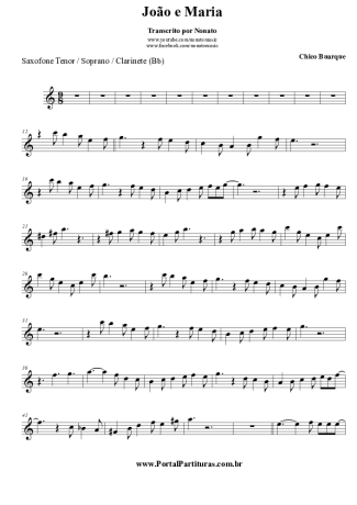 Chico Buarque  score for Tenor Saxophone Soprano (Bb)