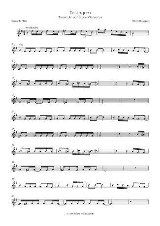 Chico Buarque  score for Clarinet (Bb)