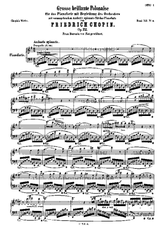 Chopin Andante Spianato Et Grande Polonaise Brillante Op.22 score for Piano