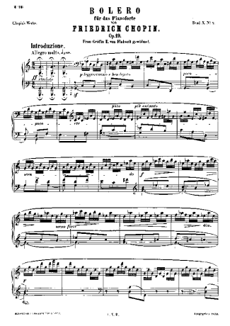 Chopin Bolero Op.19 score for Piano