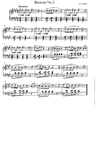 Chopin Bourrée No2 score for Piano
