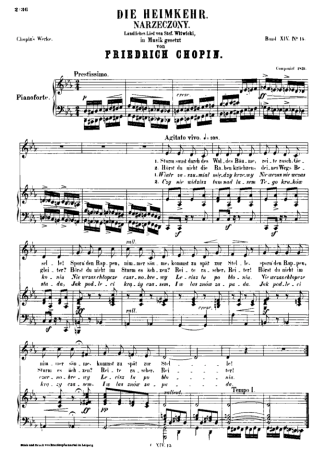 Chopin Die Heimkehr score for Piano