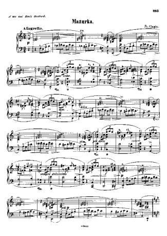 Chopin Mazurka In A Minor B.140 score for Piano