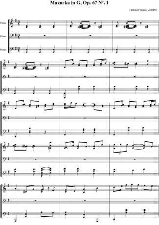Chopin Mazurka em G Op.67 no.1 score for Piano