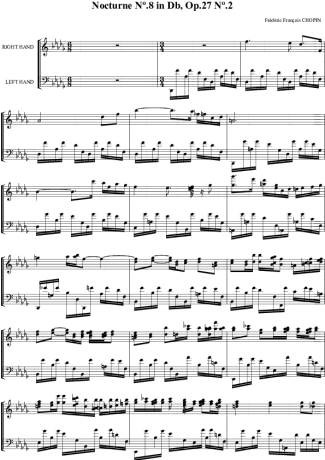 Chopin Noturno em DbM no.08 Op.27 no.2 score for Piano