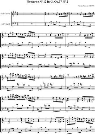 Chopin Noturno em GM no.12 Op.37 no.2 score for Piano