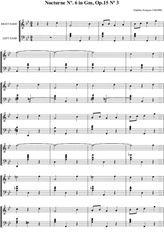 Chopin Noturno em Gm no.06 Op.15 no.3 score for Piano