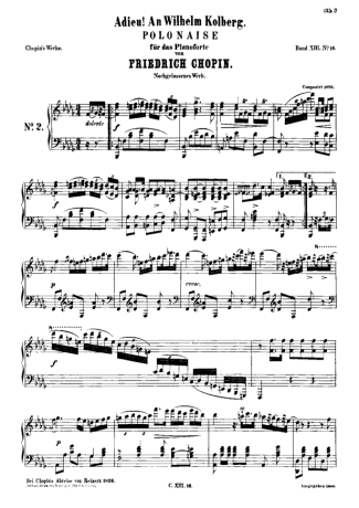 Chopin Polonaise In Bb Minor B.13 score for Piano